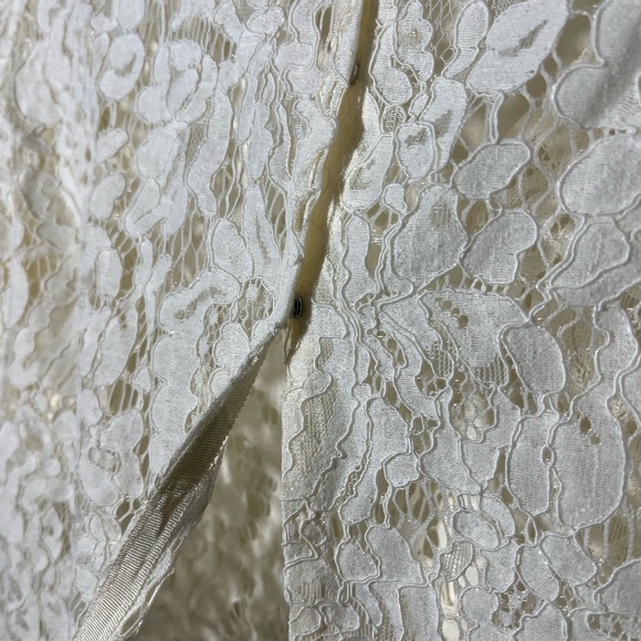 Jenny yoo cream lace cropped bottom back sheer top - Picture 5 of 7